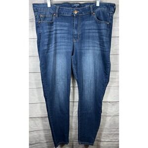 Revery Mid Rise Skinny Jeans Dark Wash Stretch Denim Women's Plus Size 18W